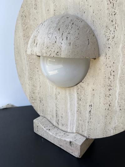 Mid Century Modern Travertine Abstract Sculpture Lamp Italy 1970s