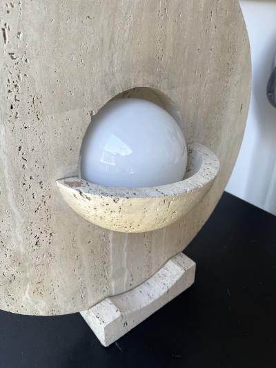 Mid Century Modern Travertine Abstract Sculpture Lamp Italy 1970s