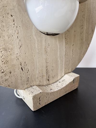 Mid Century Modern Travertine Abstract Sculpture Lamp Italy 1970s