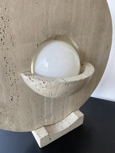 Mid Century Modern Travertine Abstract Sculpture Lamp Italy 1970s