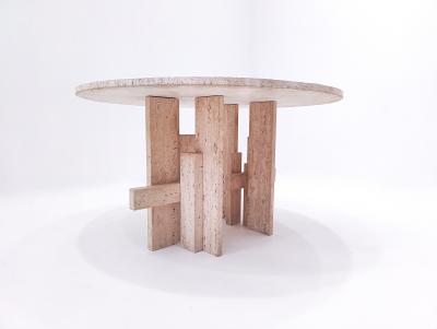 Mid Century Modern Travertine Dining Table