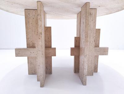 Mid Century Modern Travertine Dining Table