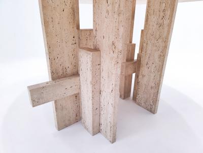 Mid Century Modern Travertine Dining Table