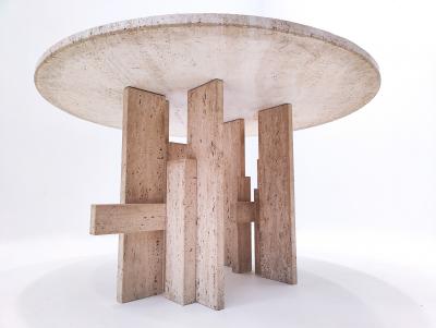 Mid Century Modern Travertine Dining Table