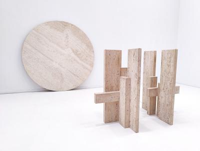 Mid Century Modern Travertine Dining Table