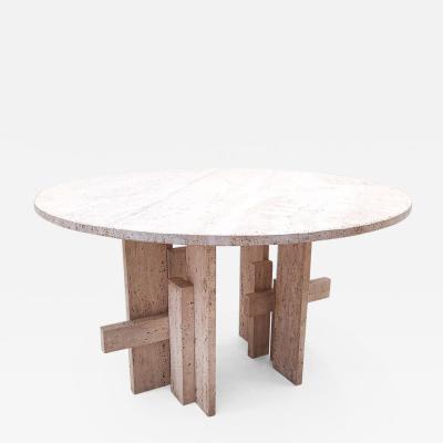 Mid Century Modern Travertine Dining Table