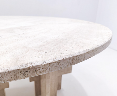 Mid Century Modern Travertine Dining Table by Willy Ballez 1970s
