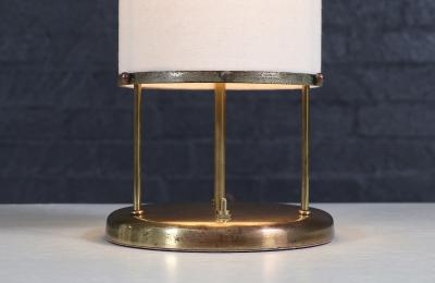 Mid Century Modern Trident Column Style Brass Table Lamp