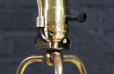 Mid Century Modern Tripod Brass Walnut Table Lamp