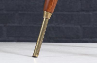 Mid Century Modern Tripod Brass Walnut Table Lamp