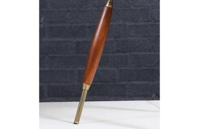 Mid Century Modern Tripod Brass Walnut Table Lamp