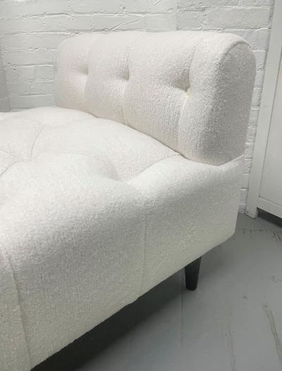 Mid Century Modern Tufted Bench in Boucl 
