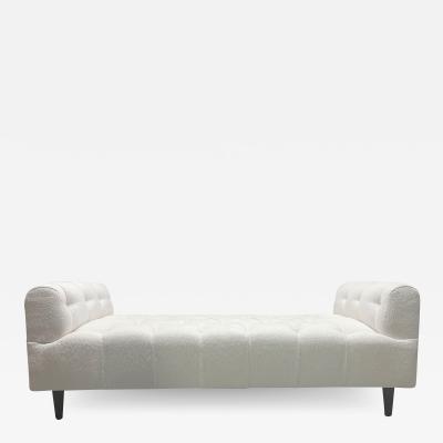 Mid Century Modern Tufted Bench in Boucl 