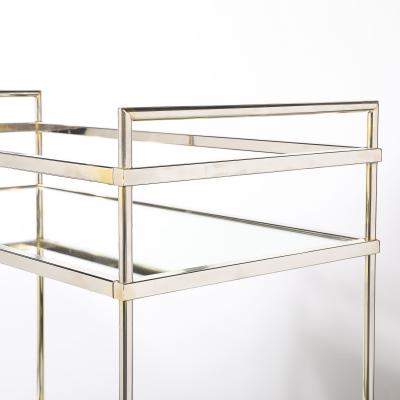 Mid Century Modern Two Tier Bar Cart in Antiqued Nickel Finish