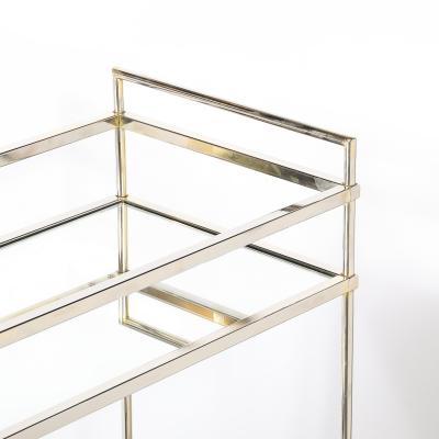 Mid Century Modern Two Tier Bar Cart in Antiqued Nickel Finish