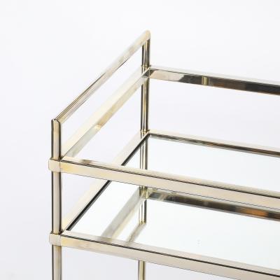 Mid Century Modern Two Tier Bar Cart in Antiqued Nickel Finish