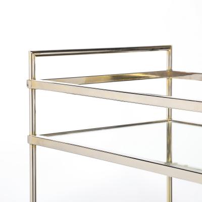 Mid Century Modern Two Tier Bar Cart in Antiqued Nickel Finish