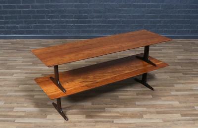 Mid Century Modern Two Tier Sculpted Bookshelf