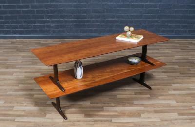 Mid Century Modern Two Tier Sculpted Bookshelf