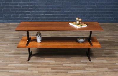 Mid Century Modern Two Tier Sculpted Bookshelf