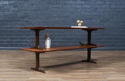 Mid Century Modern Two Tier Sculpted Bookshelf