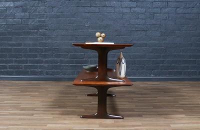 Mid Century Modern Two Tier Sculpted Bookshelf