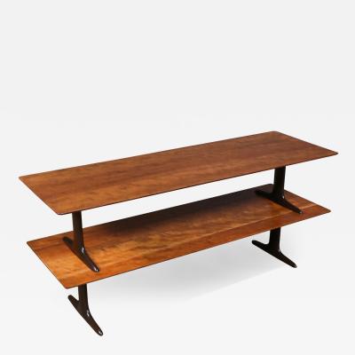 Mid Century Modern Two Tier Sculpted Bookshelf