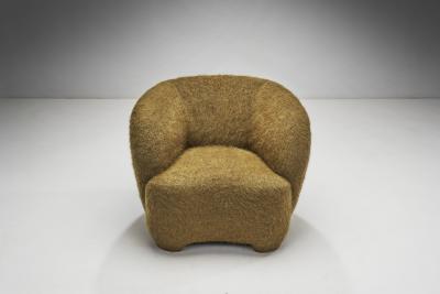 Mid Century Modern Upholstered Lounge Chair and Ottoman Denmark ca 1950s
