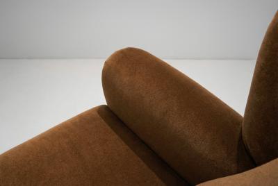 Mid Century Modern Upholstered Lounge Chair with Rolled Arms Denmark 1940s