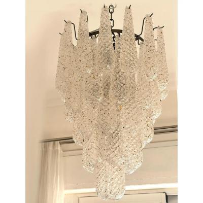 Mid Century Modern Venetian Murano Glass Conchiglie Chandelier in Black Nickel