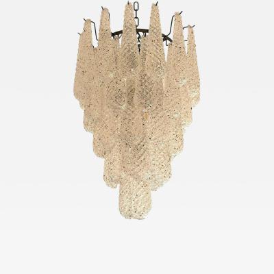 Mid Century Modern Venetian Murano Glass Conchiglie Chandelier in Black Nickel