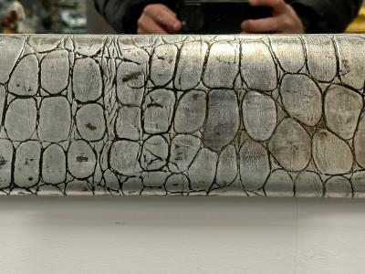 Mid Century Modern Wall Mirror Embossed Crocodile Leather Baughman for Coggin