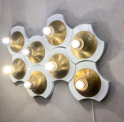 Mid Century Modern Wall Sconce in Wood Brass
