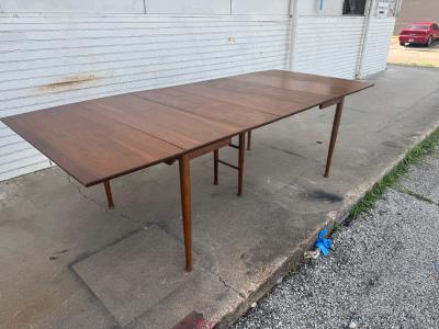 Mid Century Modern Walnut 97 Drop Leaf Dining Table