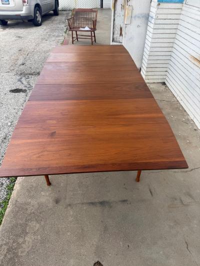 Mid Century Modern Walnut 97 Drop Leaf Dining Table