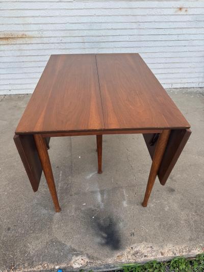 Mid Century Modern Walnut 97 Drop Leaf Dining Table