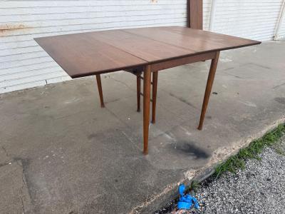 Mid Century Modern Walnut 97 Drop Leaf Dining Table