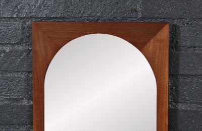 Mid Century Modern Walnut Beveled Frame Arch Mirror