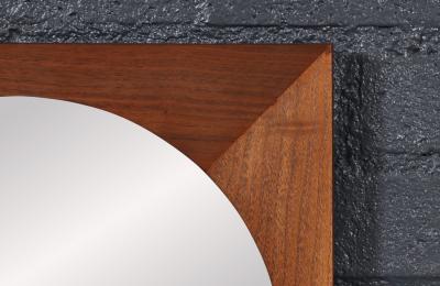 Mid Century Modern Walnut Beveled Frame Arch Mirror