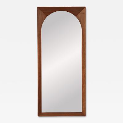 Mid Century Modern Walnut Beveled Frame Arch Mirror