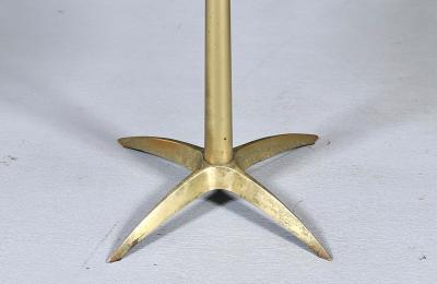 Mid Century Modern Walnut Brass Starburst Pedestal Side Table