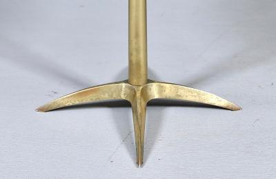 Mid Century Modern Walnut Brass Starburst Pedestal Side Table