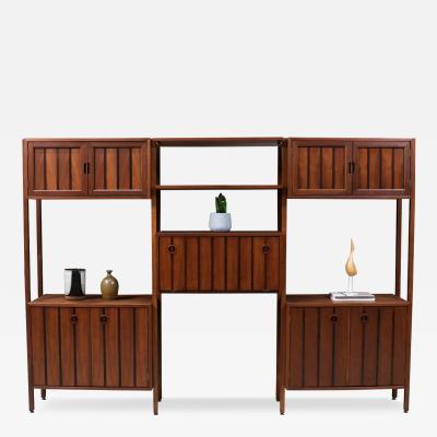 Mid Century Modern Walnut Free Standing Bookshelf Unit