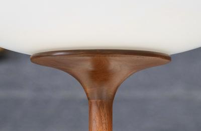 Mid Century Modern Walnut Glass Mushroom Table Lamp