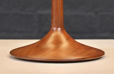 Mid Century Modern Walnut Glass Mushroom Table Lamp
