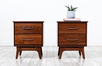 Mid Century Modern Walnut Night Stands by Ace Hi