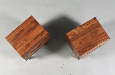 Mid Century Modern Walnut Night Stands w Metal Accents