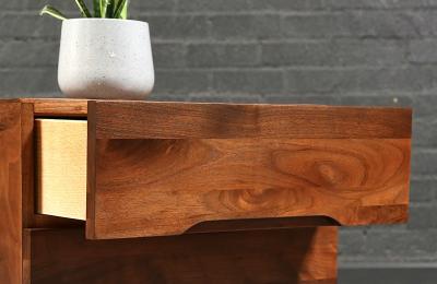 Mid Century Modern Walnut Night Stands w Metal Accents