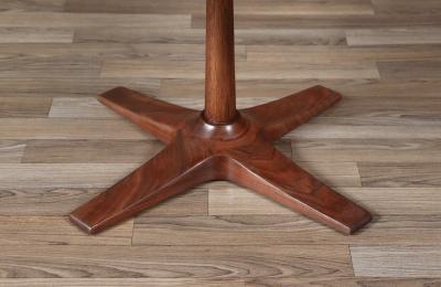 Mid Century Modern Walnut Pedestal Side Table w Star Base