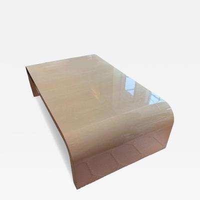 Mid Century Modern Waterfall Beige Lacquer Cocktail Coffee Table